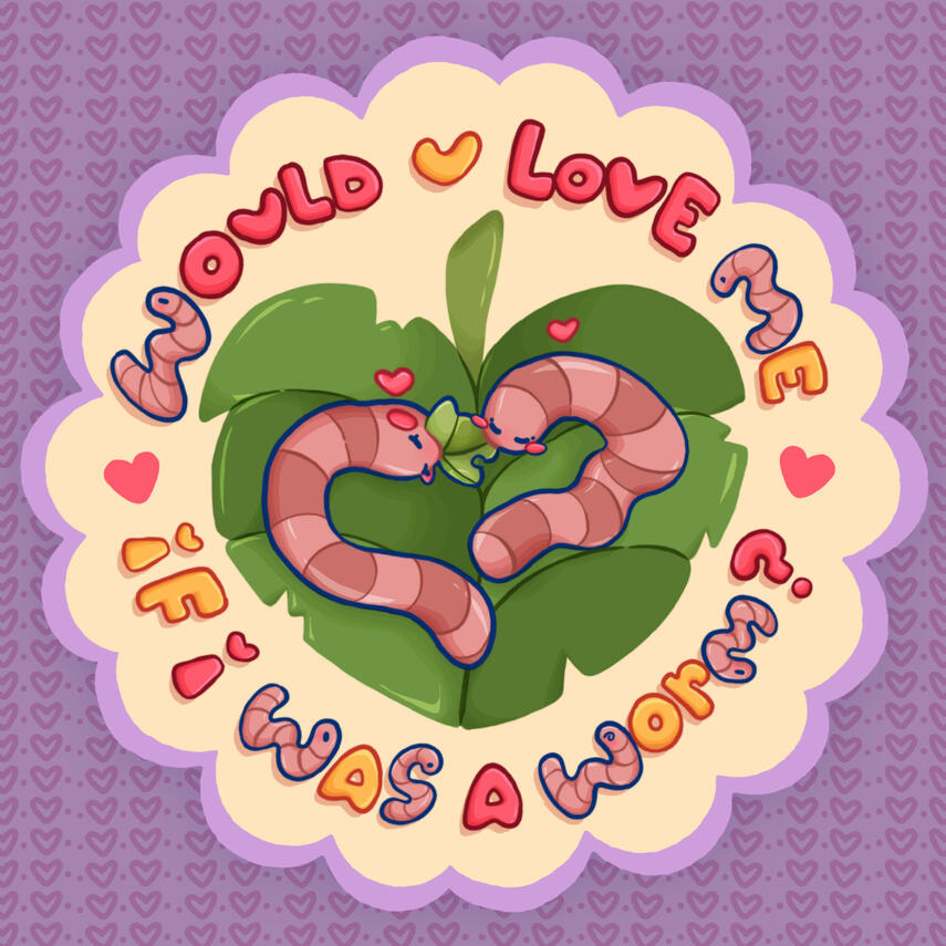 Worm love sticker